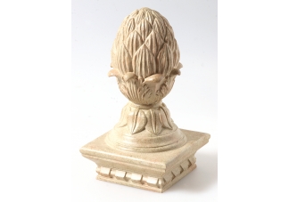 Limestone Artichoke Polystone Post Cap with Dentil Base
