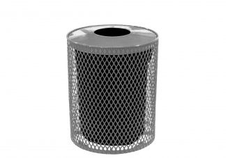 Expanded Metal Trash Can with Convex Lid