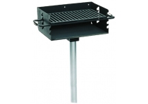 Commercial Park 2-3/8 Rotating Flipback Pedestal Grill w/ Post- Black