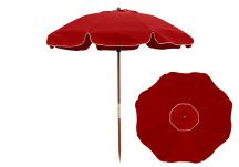 7.5' Logo Red Beach Umbrella - Wood Pole, 7.5 Logo Red Beach Umbrella