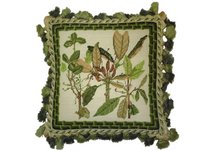 Fern and Bamboo Needlepoint Pillow