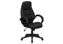 High Back Black Leather Contemporary Office Chair