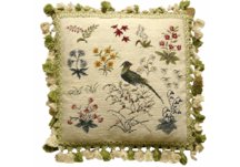 Old World Bird and Floral Needlepoint Pillow Old World Bird and Floral Needlepoint Pillow
