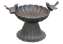 Copper Rust Twin Bird Tabletop Birdbath