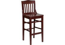 HERCULES Series Mahogany Finished School House Back Wooden Restaurant Bar Stool