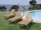 Teak chaise loungers