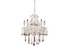 5 Light Chandelier In Antique White And Amber Crystal