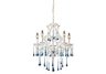 5 Light Chandelier In Antique White And Aqua Crystal