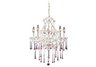5 Light Chandelier In Antique White And Rose Crystal