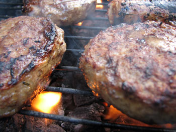 Hamburgers on a grill