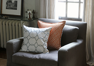 burnt orange couch pillows