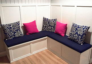 navy and pink pillows