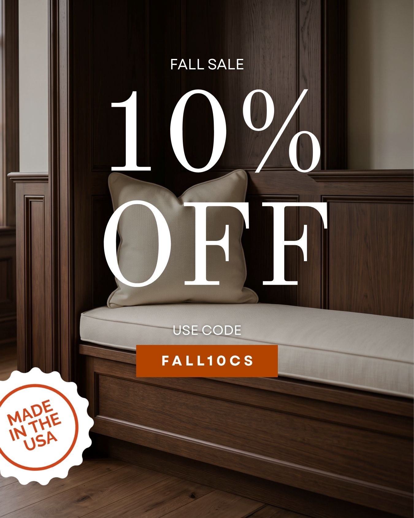 Save 10% on Custom Cushions and Pillows with Code FALL10CS