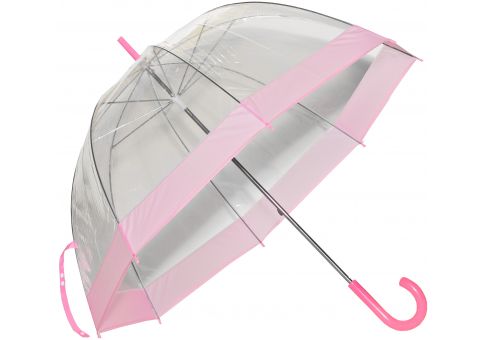 clear umbrella with pink trim