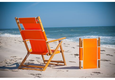 Classic Oak Wood Beach Chair with Detachable Footrest | Umbrella Source