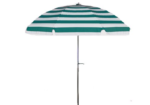 7 5 Patio Umbrella With Crank And Tilt Teal And White Commercial Site Furnishings