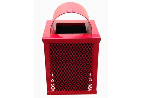 32-Gallon Square Expanded Metal Trash Can with Liner & Lid