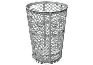 45-Gallon Galvanized Silver Trash Can | Commercial Site Furnishings