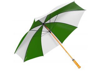 Wooden Shaft Golf Umbrella-Forest Green and White