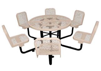 picnic table, round picnic table with chairs, commercial site furnishings