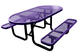 oval expanded metal picnic table