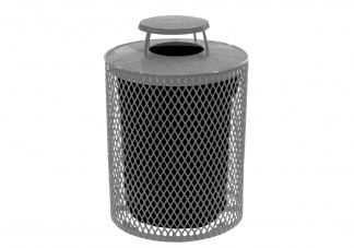 Expanded Metal Trash Can with Dome Bonnet Lid