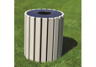 33-gallon round recycled plastic trash can