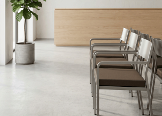 Doctor's office waiting room chairs with custom vinyl cushions