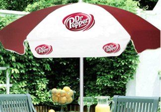 dr. pepper logo color matched umbrella