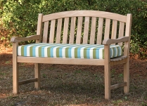 teak bench with custom outdoor bench cushion
