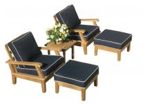 5-Piece Miami Deep Seating Teak Patio Set