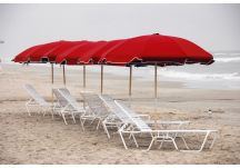 845W Logo Red Beach Umbrella
