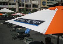 Orange and White Logo Market Umbrella