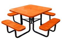 square perforated metal picnic table