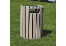 33-gallon round recycled plastic trash can with rain cap