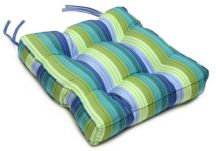 Tufted Chair Cushion in Sunbrella Seville Seaside