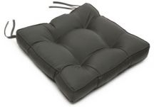 Tufted Chair Cushion in Sunbrella Canvas Charcoal